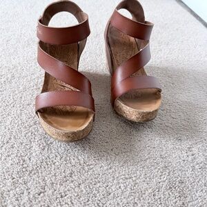 Blowfish Brown Strappy Wedge Sandals